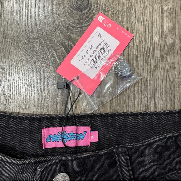 Edikted Charcoal Wide Leg Jeans size medium women nwt black washed - Picture 11 of 12